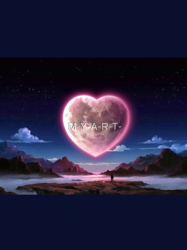 Moon in pink heart shape by M-Y-A-R-T-