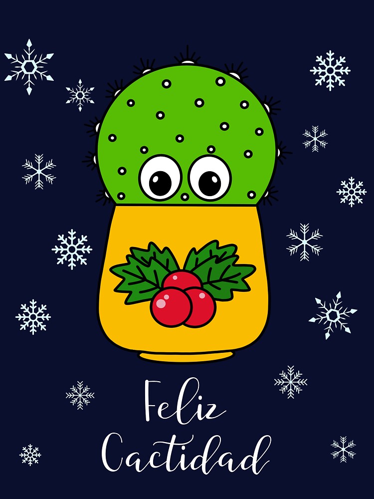 Feliz Cactidad - Cute Cactus In Christmas Holly Pot by DreamCactus