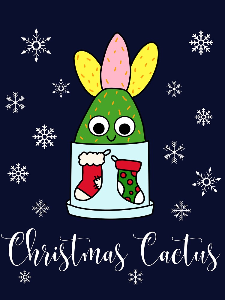 Christmas Cactus - Hybrid Cactus In Christmas Themed Pot by DreamCactus
