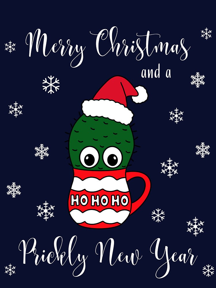 Merry Christmas And A Prickly New Year - Cactus With A Santa Hat In A Christmas Mug by DreamCactus