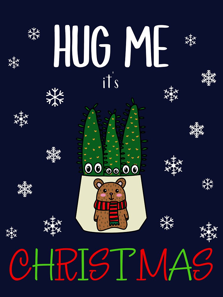 Hug Me It's Christmas - Eves Pin Cacti In Christmas Bear Pot by DreamCactus