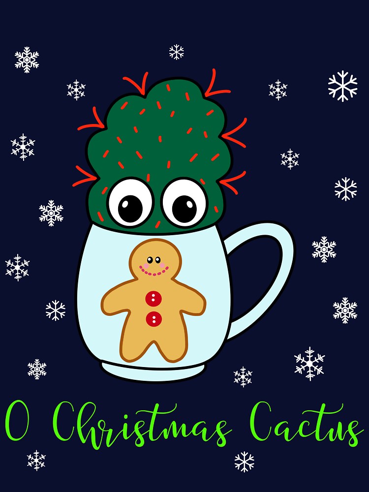 O Christmas Cactus - Small Cactus With Red Spikes In Christmas Mug by DreamCactus