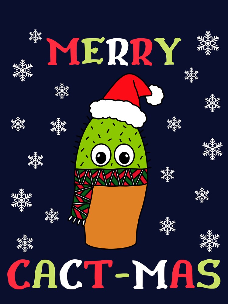 Merry Cact Mas - Cute Cactus With Christmas Scarf by DreamCactus
