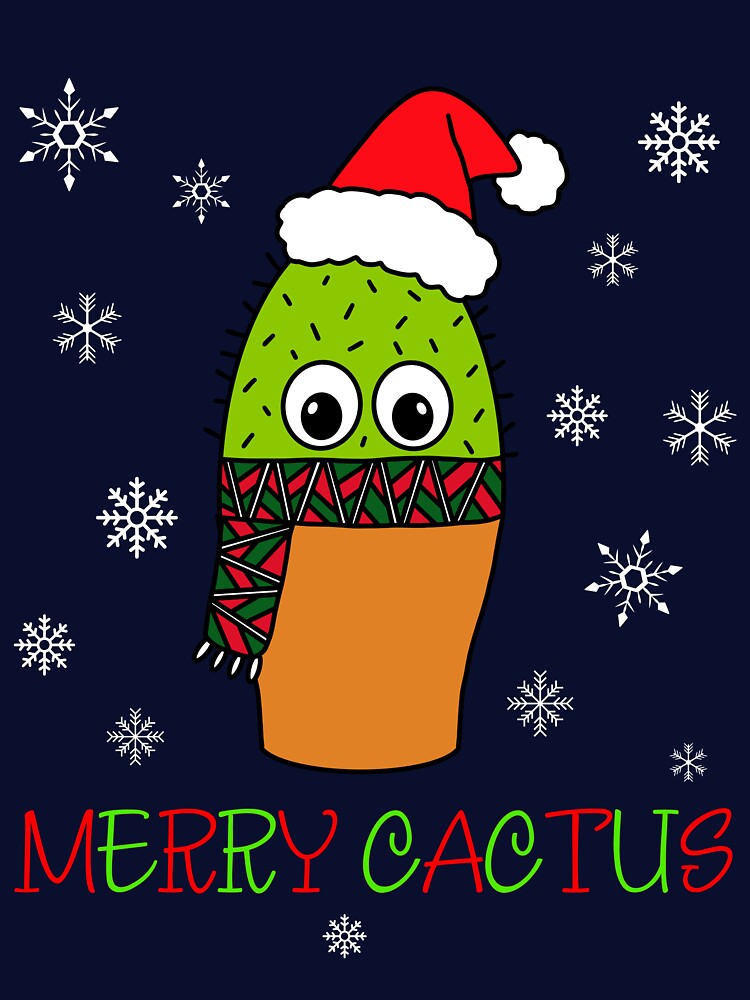 Merry Cactus - Cute Cactus With Christmas Scarf by DreamCactus