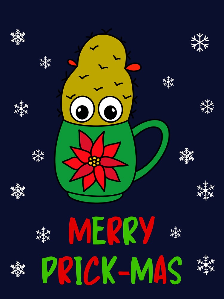 Merry Prick Mas - Small Christmas Cactus In Poinsettia Mug by DreamCactus