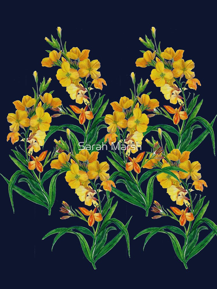 Yellow floral, botanical print by Sarah Marsh