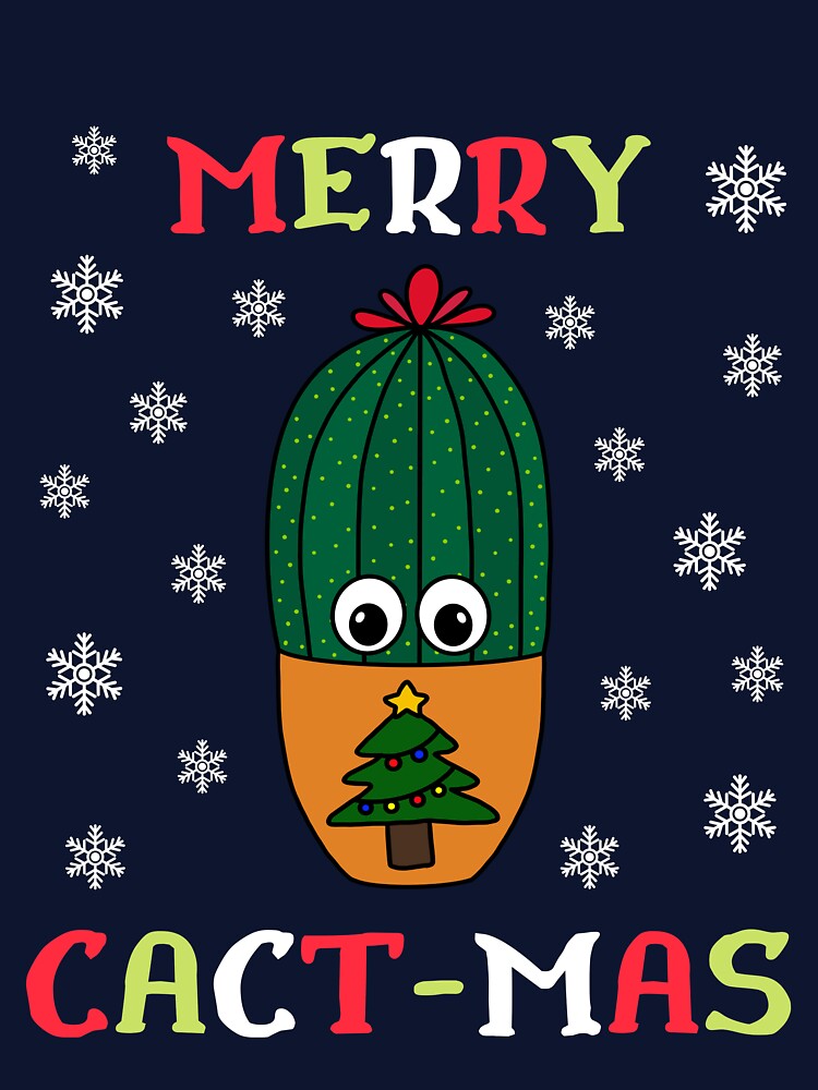 Merry Cact Mas - Cactus In Christmas Tree Pot by DreamCactus