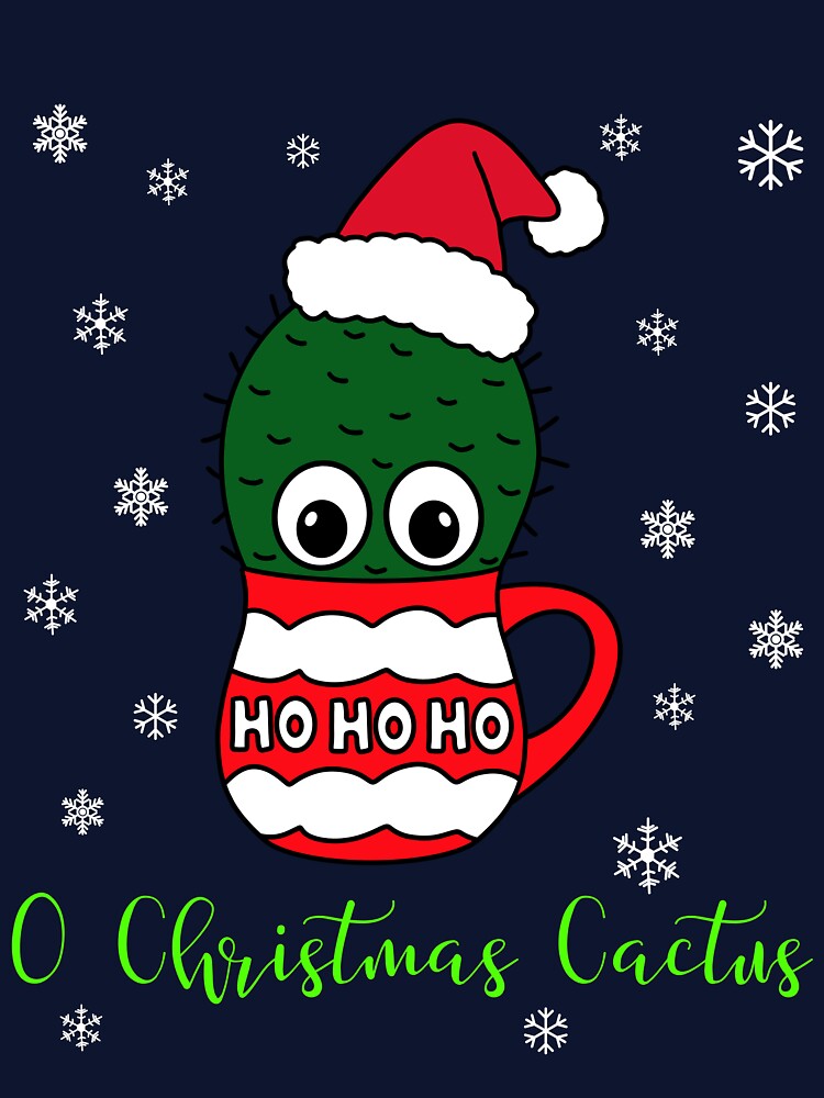 O Christmas Cactus - Cactus With A Santa Hat In A Christmas Mug by DreamCactus