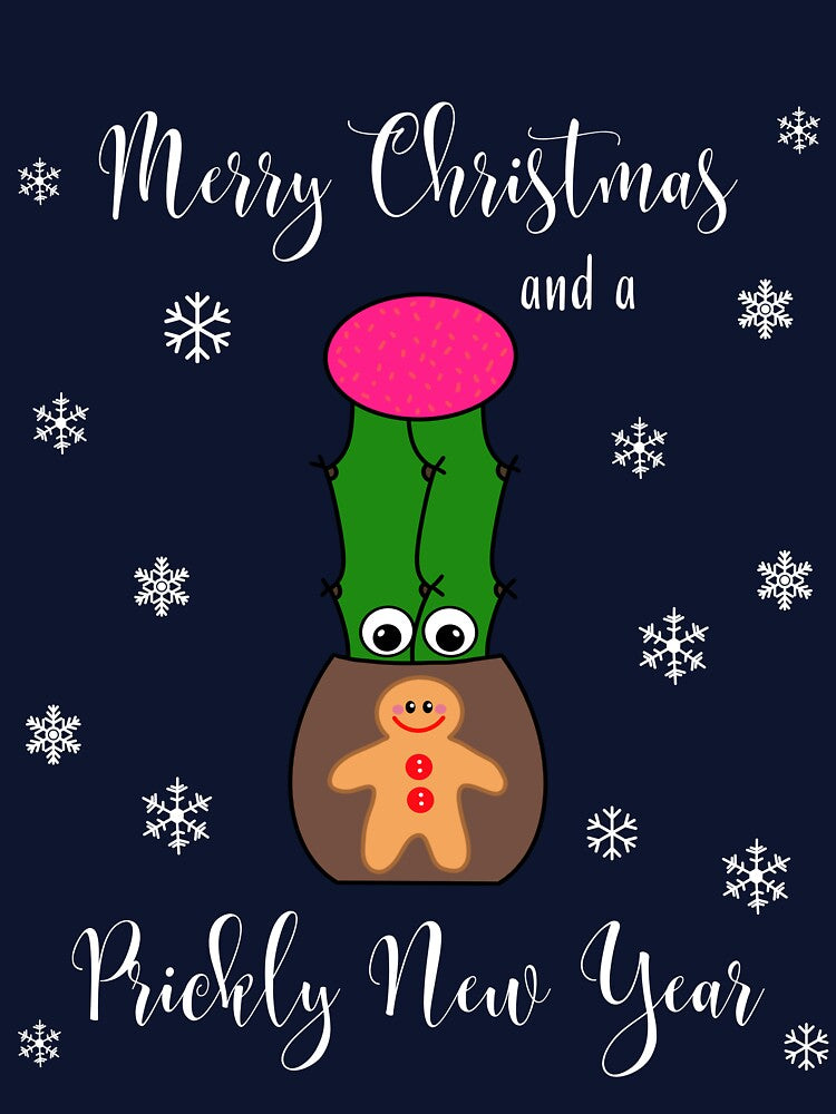 Merry Christmas And A Prickly New Year - Hybrid Cactus In Gingerbread Man Pot by DreamCactus