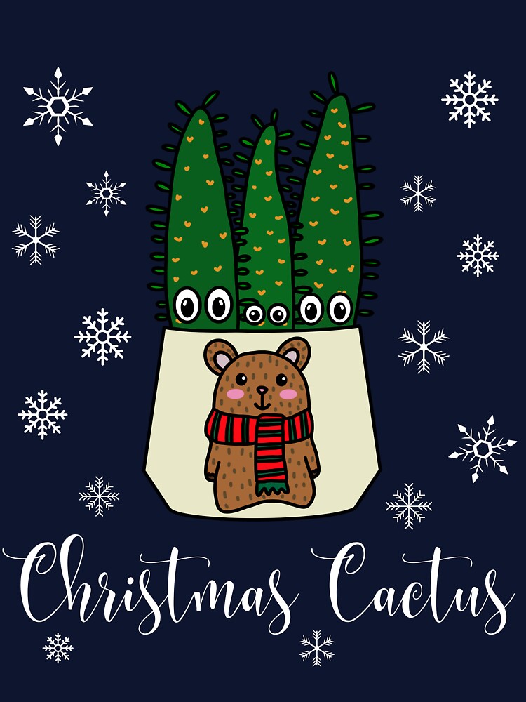 Christmas Cactus - Eves Pin Cacti In Christmas Bear Pot by DreamCactus