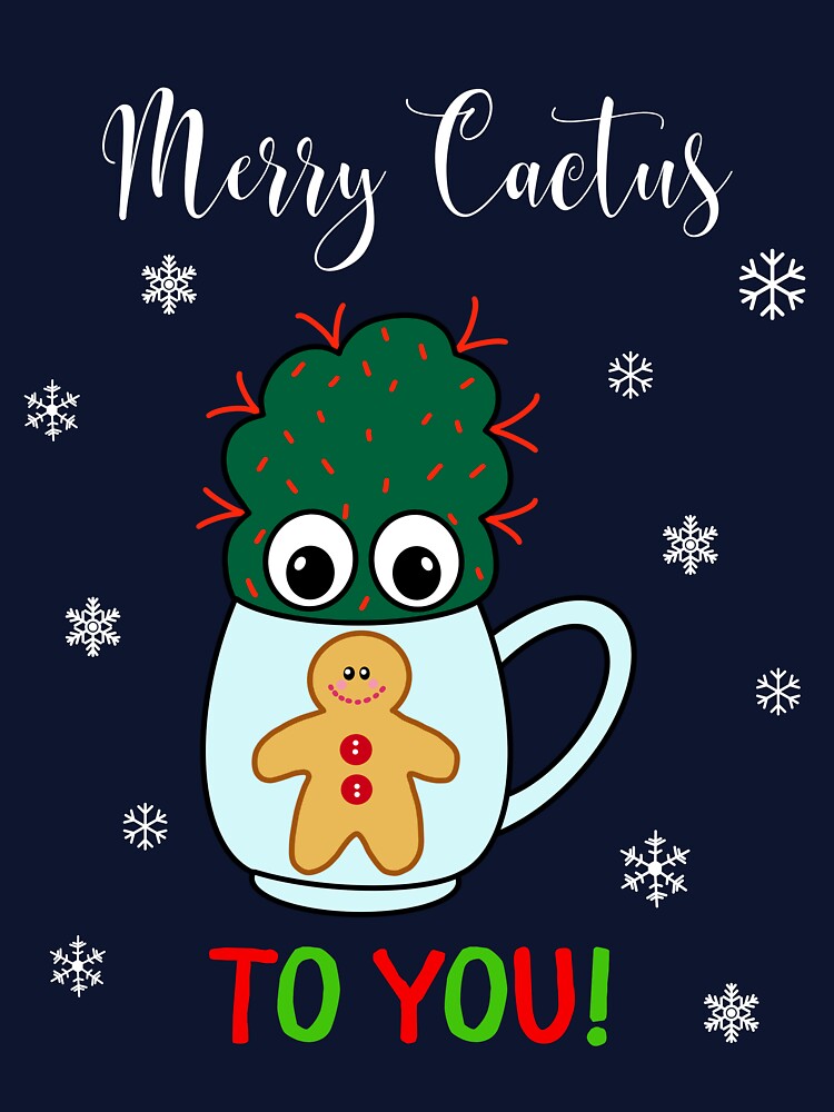 Merry Cactus To You - Small Cactus With Red Spikes In Christmas Mug by DreamCactus