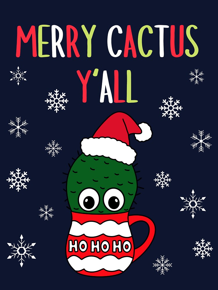 Merry Cactus Y'all - Cactus With A Santa Hat In A Christmas Mug by DreamCactus