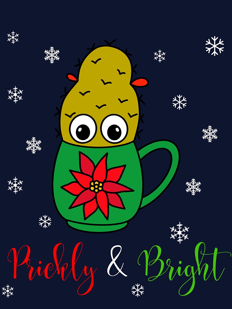 Prickly And Bright - Small Christmas Cactus In Poinsettia Mug by DreamCactus