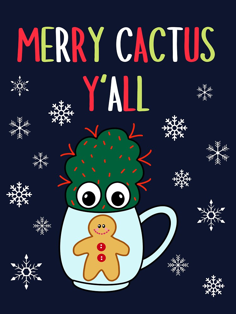 Merry Cactus Y'all - Small Cactus With Red Spikes In Christmas Mug by DreamCactus