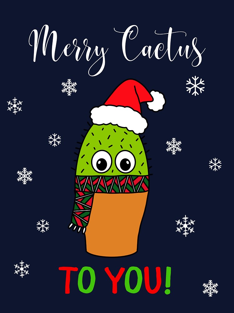 Merry Cactus To You - Cute Cactus With Christmas Scarf by DreamCactus