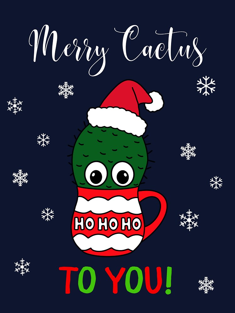 Merry Cactus To You - Cactus With A Santa Hat In A Christmas Mug by DreamCactus