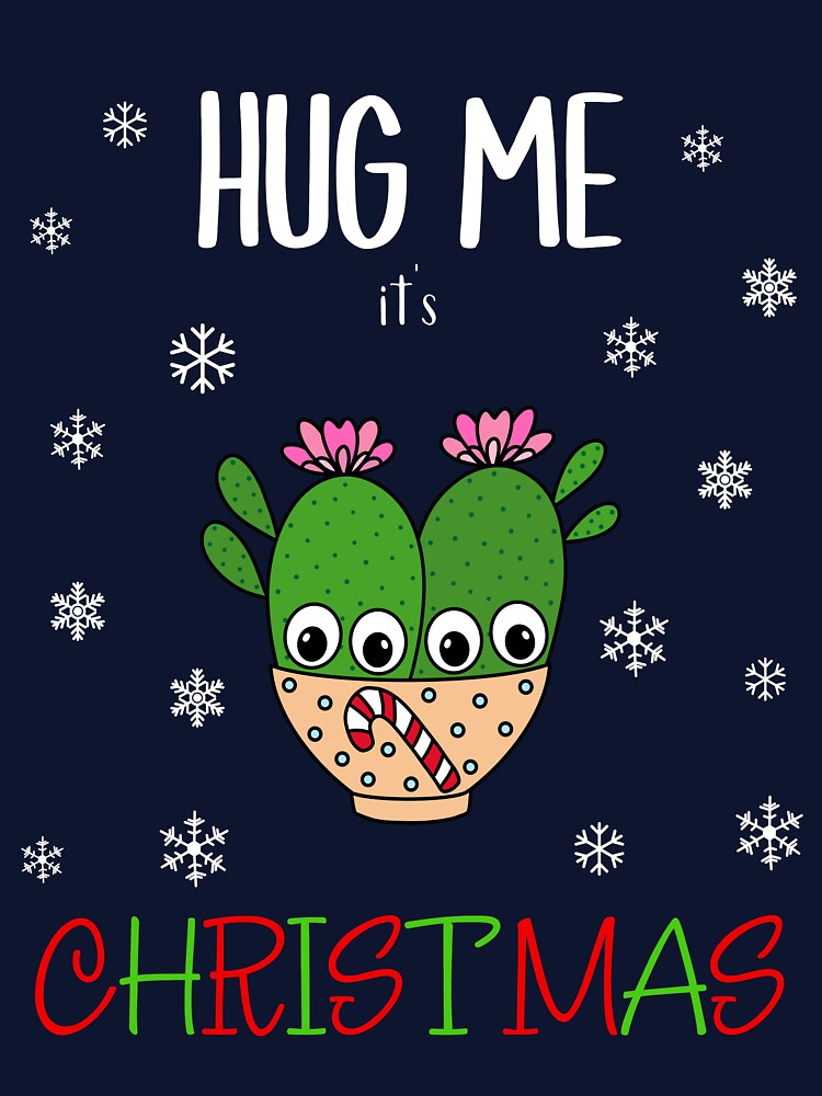 Hug Me It's Christmas - Cacti Couple In Christmas Candy Cane Bowl by DreamCactus