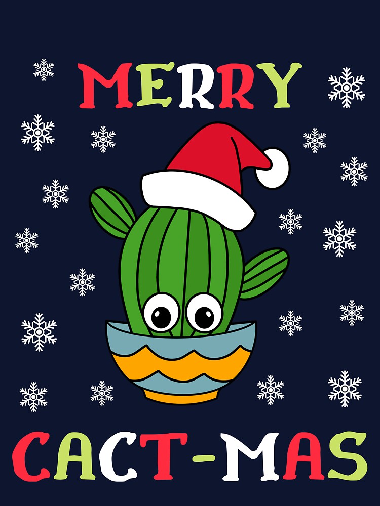 Merry Cact Mas - Cactus With A Santa Hat In A Bowl by DreamCactus