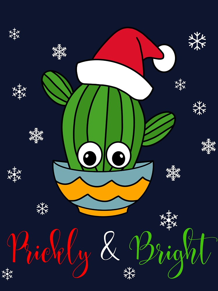 Prickly And Bright - Cactus With A Santa Hat In A Bowl by DreamCactus