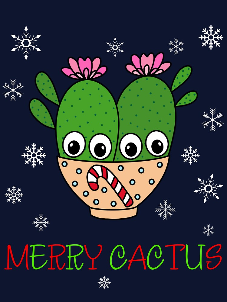 Merry Cactus - Cacti Couple In Christmas Candy Cane Bowl by DreamCactus
