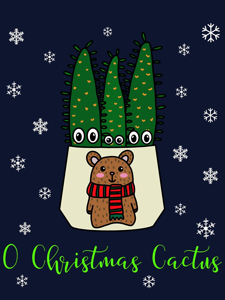 O Christmas Cactus - Eves Pin Cacti In Christmas Bear Pot by DreamCactus