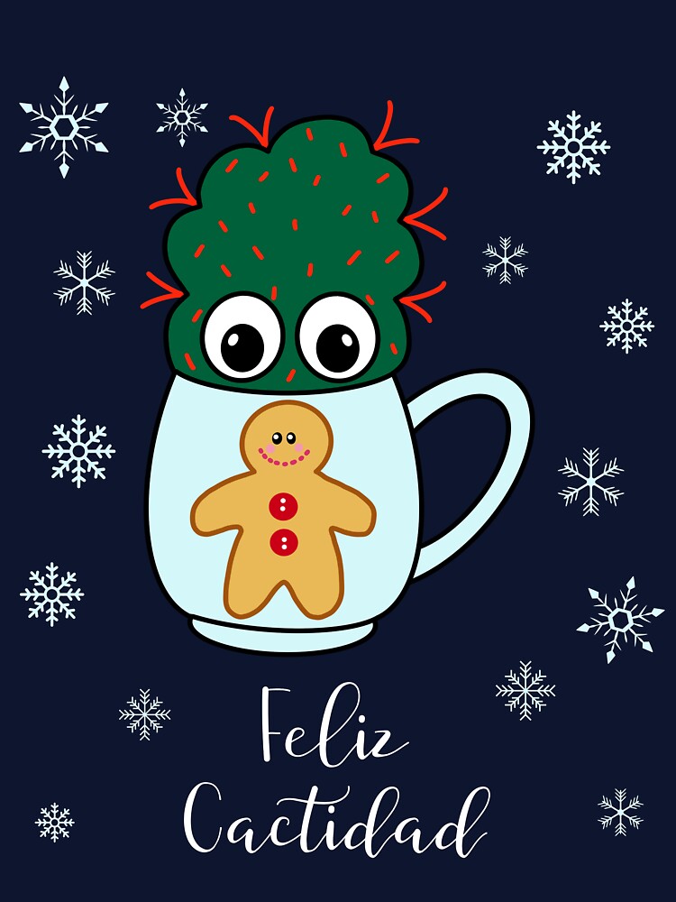 Feliz Cactidad - Small Cactus With Red Spikes In Christmas Mug by DreamCactus
