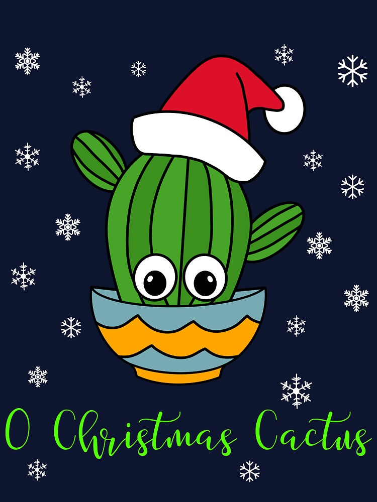 O Christmas Cactus - Cactus With A Santa Hat In A Bowl by DreamCactus