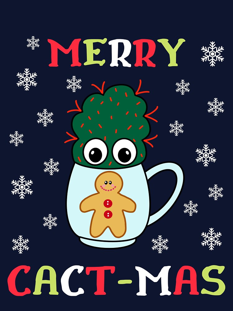 Merry Cact Mas - Small Cactus With Red Spikes In Christmas Mug by DreamCactus
