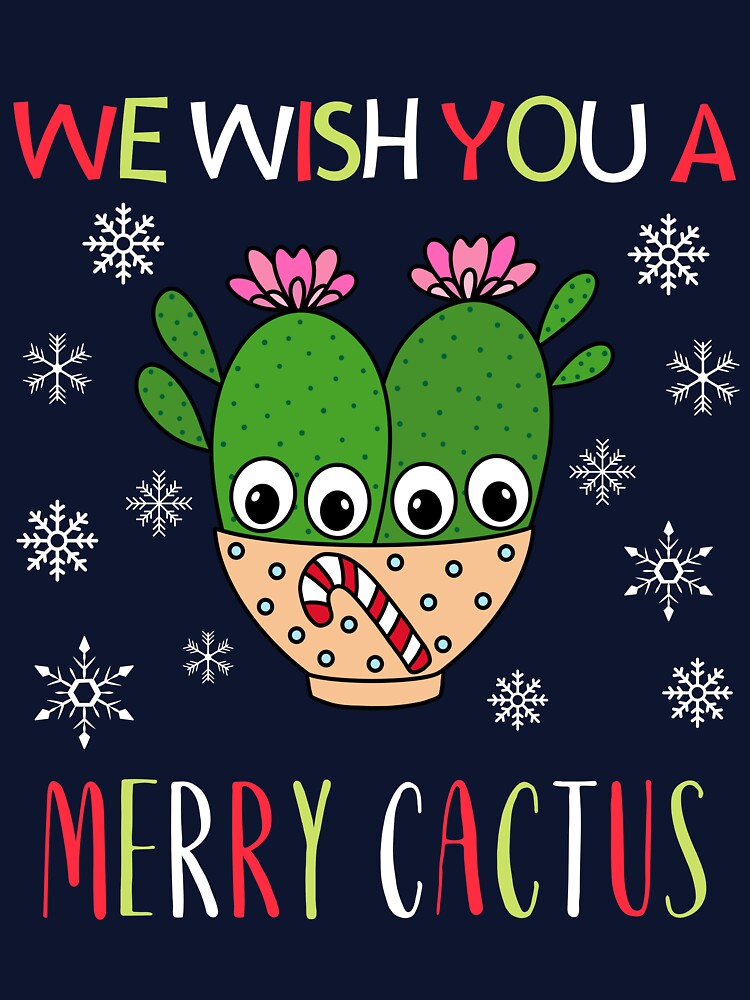 We Wish You A Merry Cactus - Cacti Couple In Christmas Candy Cane Bowl by DreamCactus