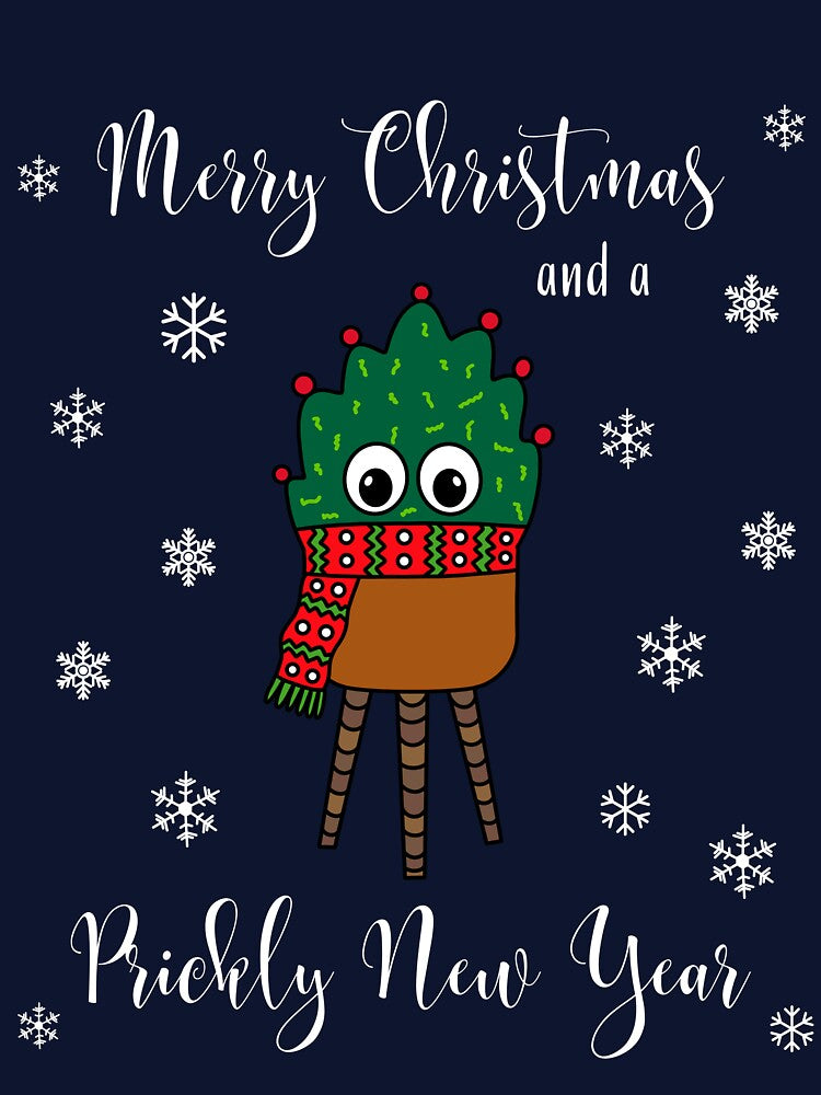Merry Christmas And A Prickly New Year - Christmas Cactus With Scarf by DreamCactus