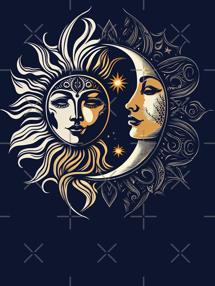 Vintage Sun and Moon Solar Eclipse by Odd World
