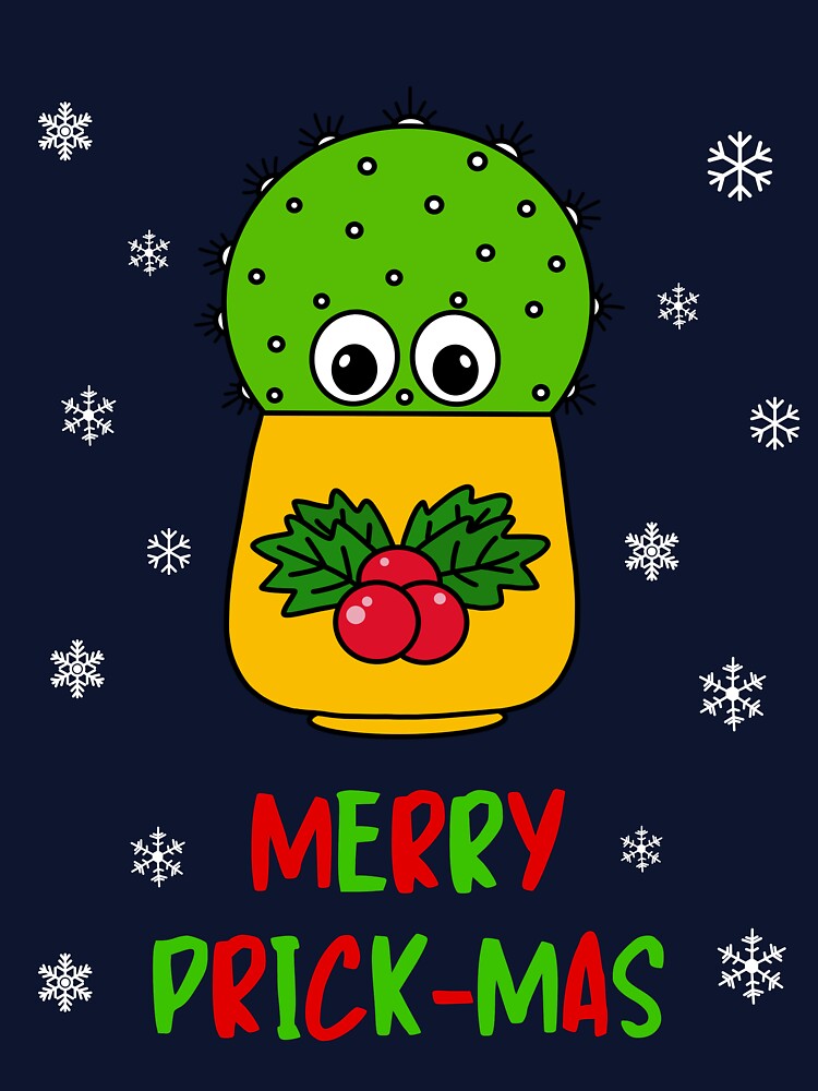 Merry Prick Mas - Cute Cactus In Christmas Holly Pot by DreamCactus