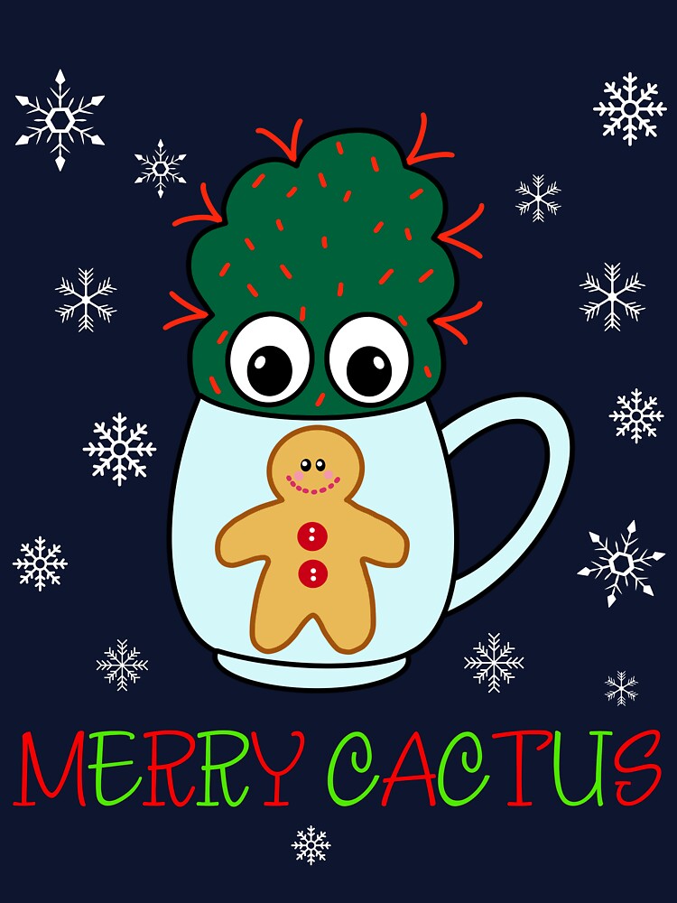 Merry Cactus - Small Cactus With Red Spikes In Christmas Mug by DreamCactus