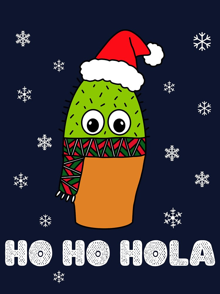 Ho Ho Hola - Cute Cactus With Christmas Scarf by DreamCactus