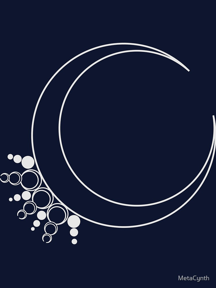 Gray Crescent Moon Minimalist Magic Art by MetaCynth