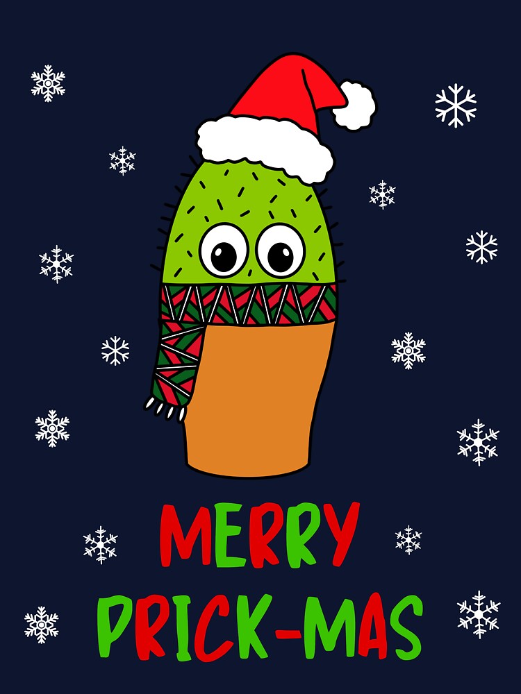 Merry Prick Mas - Cute Cactus With Christmas Scarf by DreamCactus