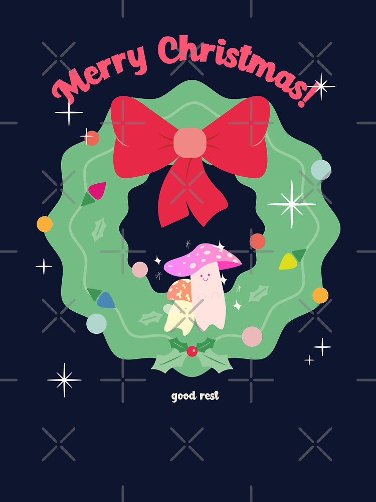 Christmas wreath with mushrooms, Funny christmas tee, funny mushroom tee, mushroom hunters, deer tee, for mushroom hunters by MushroomHunters