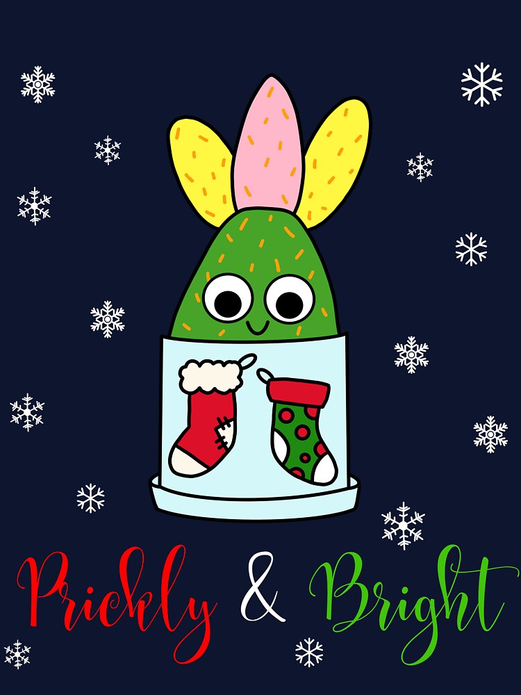 Prickly And Bright - Hybrid Cactus In Christmas Themed Pot by DreamCactus