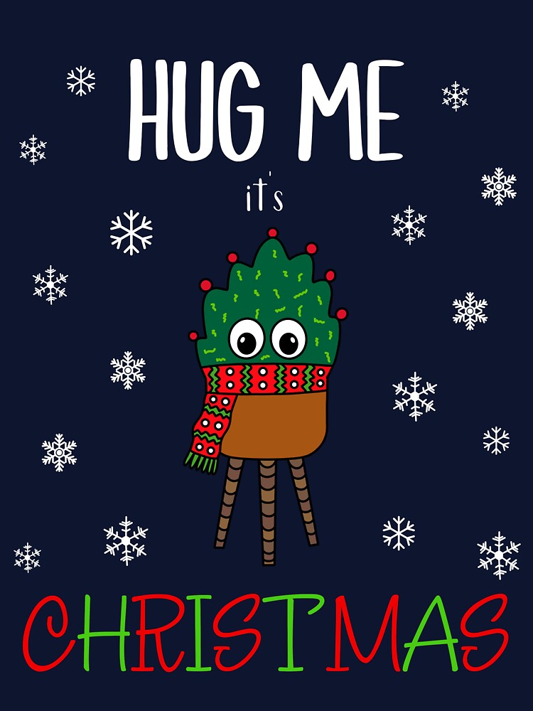 Hug Me It's Christmas - Christmas Cactus With Scarf by DreamCactus
