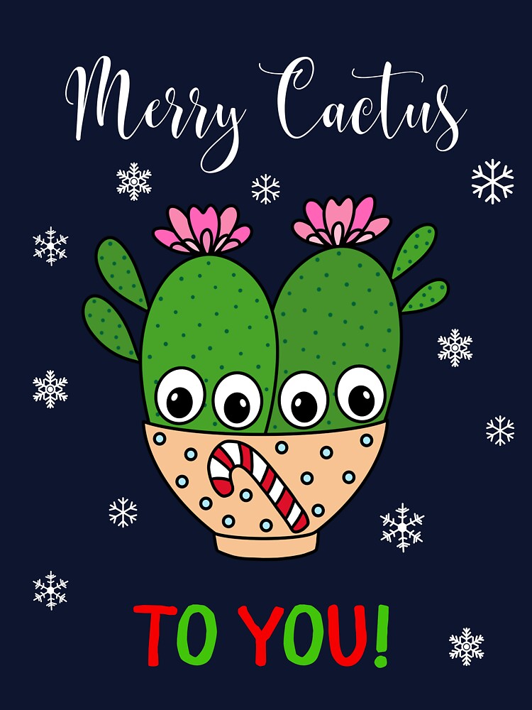 Merry Cactus To You - Cacti Couple In Christmas Candy Cane Bowl by DreamCactus