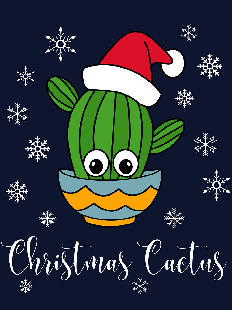 Christmas Cactus - Cactus With A Santa Hat In A Bowl by DreamCactus