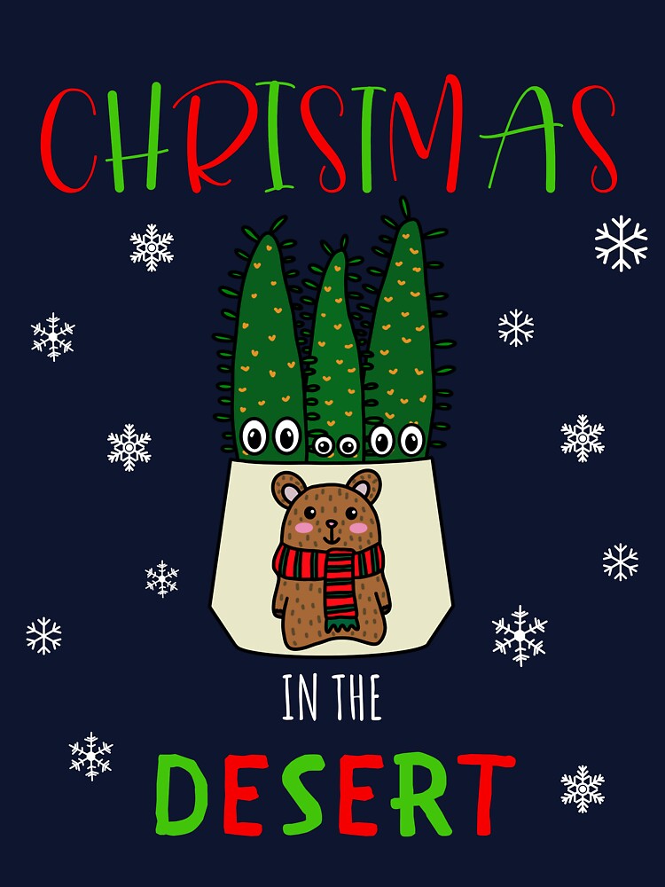 Christmas In The Desert - Eves Pin Cacti In Christmas Bear Pot by DreamCactus
