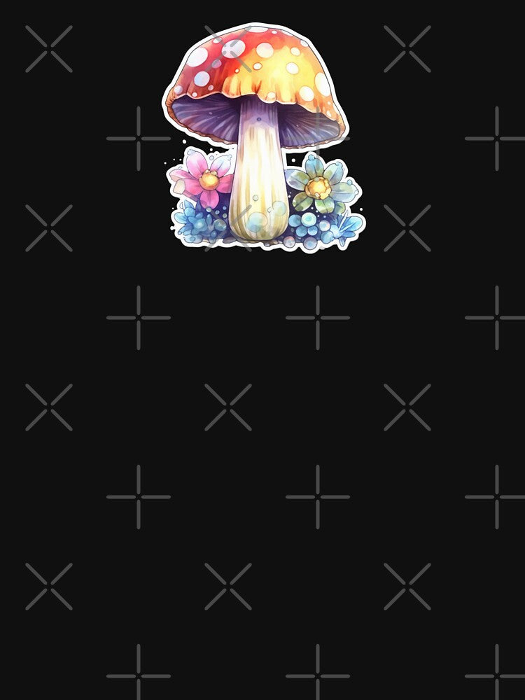 Colourful Anime Mushroom and Flowers | Light Purple Watercolour | Nature, Woods, Forest, Meadow, Botanical by FantasySoul