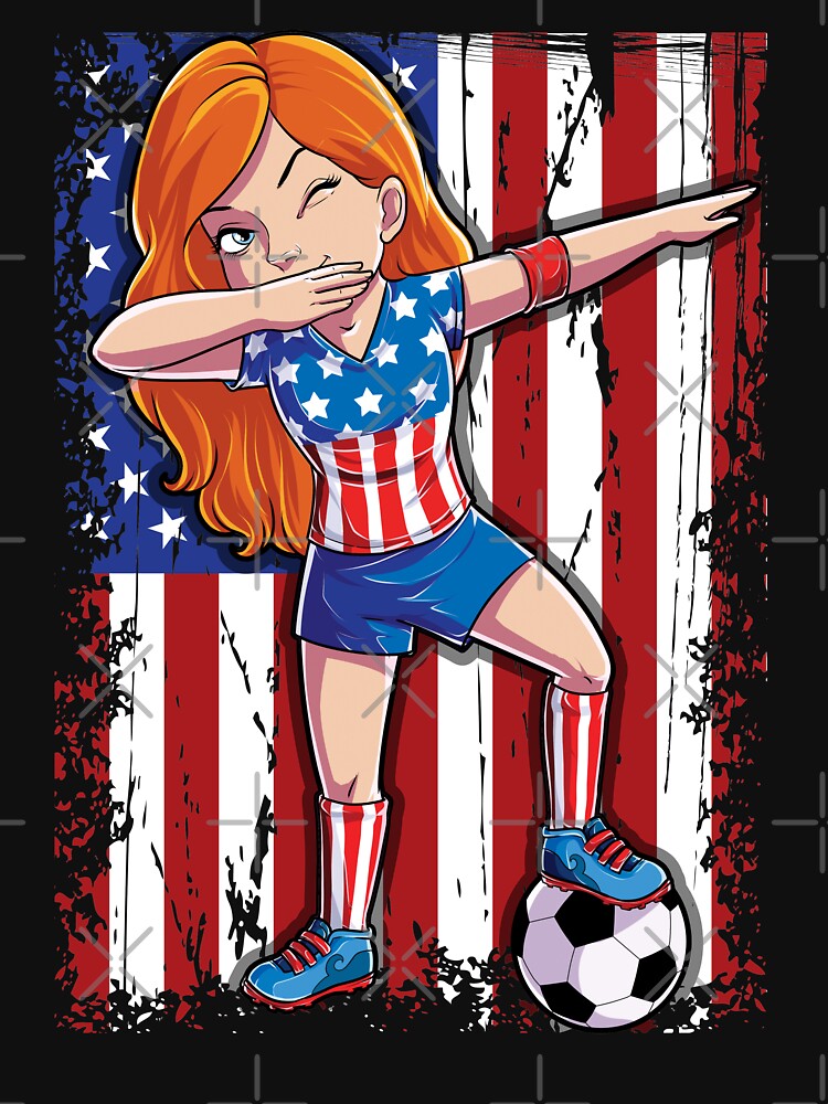 Dabbing Soccer Girl USA T shirt 4th of July American Flag US by LiqueGifts