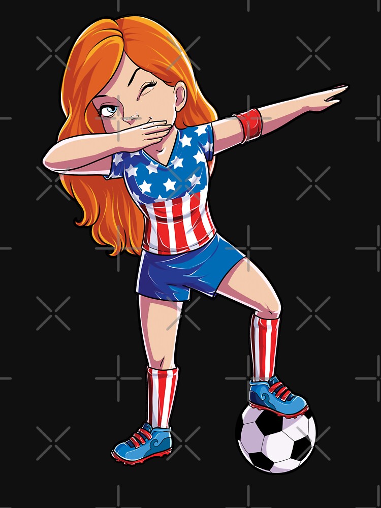 Dabbing Soccer Girl USA T shirt 4th of July American Flag US by LiqueGifts