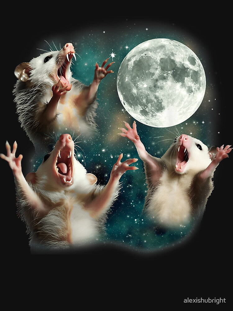 Anarchy Three Possum Moon 3 Opossum Funny Weird Cursed Howling Moon by alexishubright