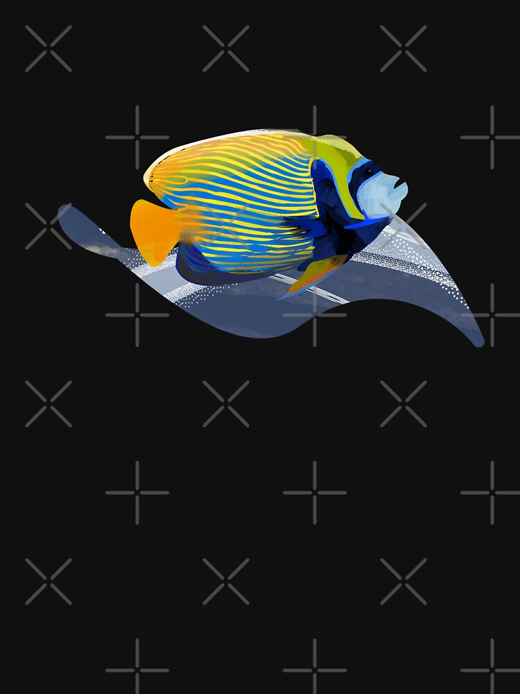 Bright blue and yellow tropical fish watercolor illustration - Caroline Laursen Original by Caroline Laursen