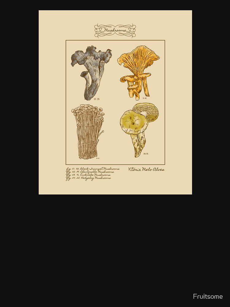 Mushroom Botanical Illustration - Vintage Kitchen Art by Fruitsome
