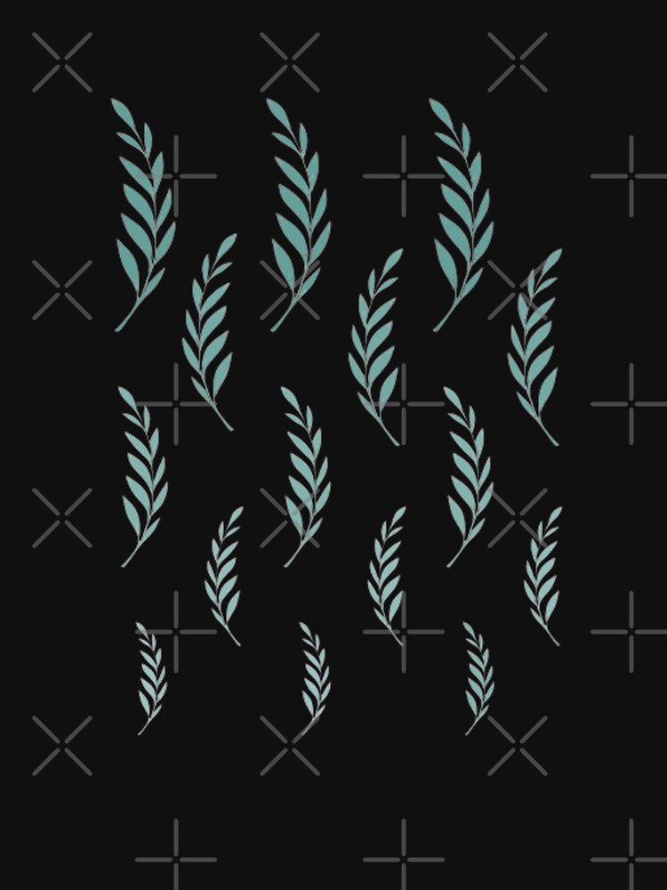 Greyish Blue Leaves Pattern, Grey Blue Leaf Set, Leaf Motif, Vibrant Gradient Leaves by Art Shimmers