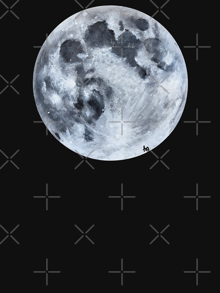 Hand Painted Moon by Pixel and Paintbrush